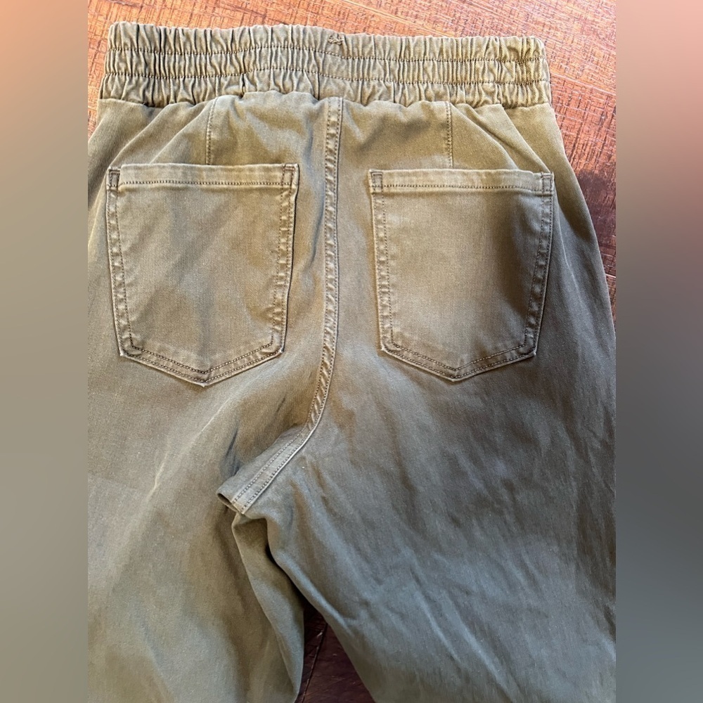 Spanx Stretch Twill Cargo Jogger Pants Washed Darkened Olive Women’s Large Sz sm - Picture 9 of 9